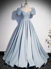 Light Blue Satin Floor Length Elegant Prom Dress Sweet 16 Gown