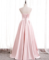 Beautiful Simple Pink Satin Long Prom Dress For Women
