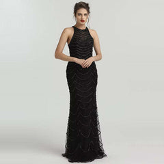 Sleeveless Black Sequin Mermaid Prom Dress for Women Formal Events