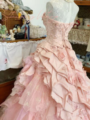 Pink A Line Princess Quinceanera Dress Ball Gown For Women