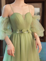 Stunning Green A Line Long Prom Dress for Bridesmaids and Formal Events