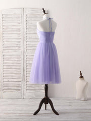 Elegant Purple Tulle Short Prom Dress: Simple Homecoming Gown with Flirty Silhouette