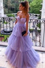 Glamorous Tulle Spaghetti Strap Prom Dress Sleeveless Ball Gown