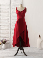 Elegant V-Neck High-Low Burgundy Prom Dress, Perfect for Bridesmaids and Evenings