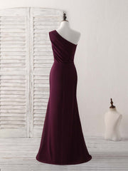 Elegant Burgundy One-Shoulder Chiffon Mermaid Long Prom Dress for Women