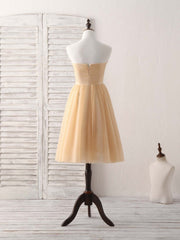 Elegant Champagne Tulle Short Prom Dress, Chic Bridesmaid Gown for Special Occasions