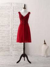 Elegant Burgundy Chiffon Lace Short Prom Dress - Perfect Homecoming Gown