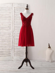 Elegant Burgundy Chiffon Lace Short Prom Dress - Perfect Homecoming Gown
