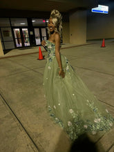 Elegant Green Off The Shoulder Long Prom Dress With Appliques