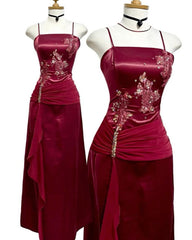 Gorgeous Burgundy Long Formal Prom Party Evening Dress For Women
