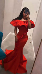 Red Satin Sleeveless Prom Evening Gown with Zipper Back