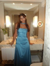 Satin Strapless A-Line Long Prom Dress with Built-In Bra