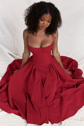 Satin Sleeveless Ruffled Long Prom Dress with Built-in Bra