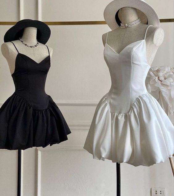 Short Satin A-Line Party Dress with Built-in Bra Spaghetti Straps