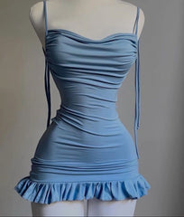 Elegant Satin Backless Short Homecoming Dress with Simple Straps