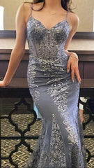 V Neck Lace Mermaid Prom Dress Long Evening Gown For Women