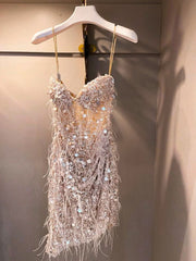 Beautiful Sequin Sheath Short Prom Dresses