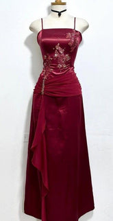 Gorgeous Burgundy Long Formal Prom Party Evening Dress