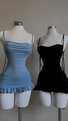 Elegant Satin Backless Short Homecoming Dress with Simple Straps