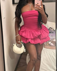 Strapless Satin Sheath Short Party Dress with Built-In Bra