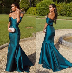 Elegant Satin Mermaid Prom Dress Off-Shoulder Formal Gown