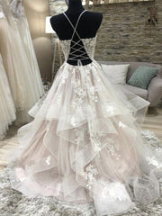 V-Neck Tulle Lace Long Prom Dress Evening Formal Gown