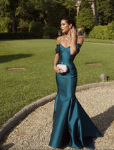 Elegant Satin Mermaid Prom Dress Off-Shoulder Formal Gown