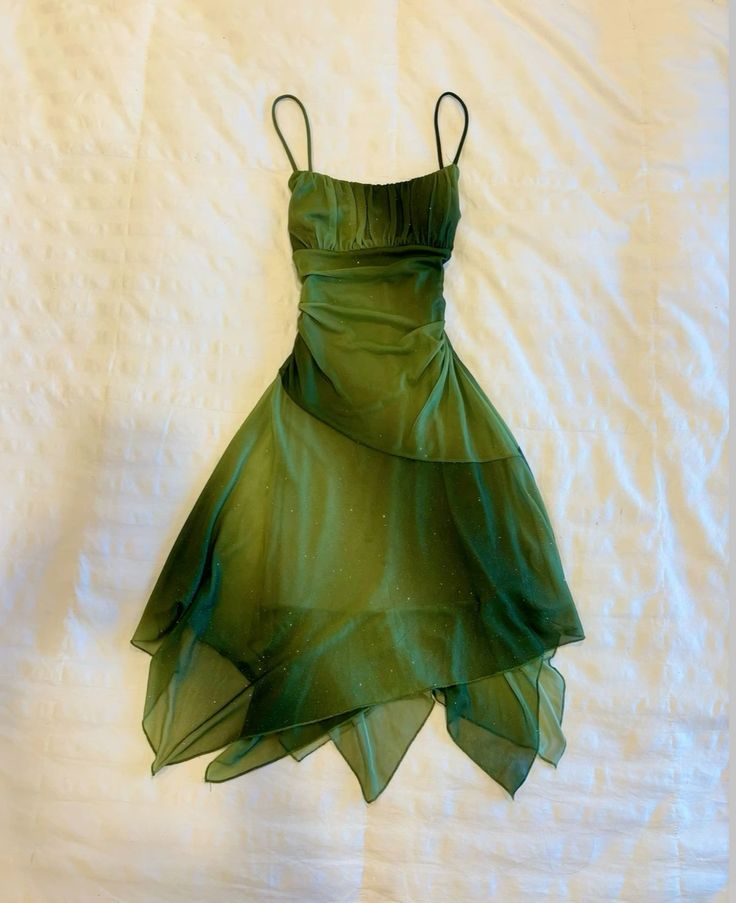 A-Line Green Shiny Tulle Homecoming Party Dress with Built-In Bra
