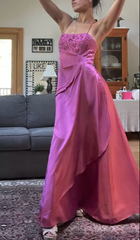 Gorgeous Pink A Line Beaded Prom Dress Long Evening Gowns
