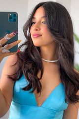 Ocean Blue Spaghetti Strap Prom Dress Long A-Line Evening Gown