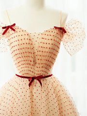 Elegant A-Line Champagne Tulle Long Prom Dress for Formal Occasions