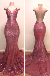 Elegant V-Neck Sequin Mermaid Evening Gown: Dazzling, Figure-Flattering, Perfect for Prom