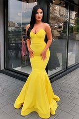 Elegant Yellow Sweetheart Mermaid Prom Dress, Long Formal Evening Gown, Tailored Fit