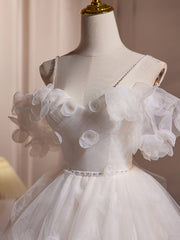 Chic White Off-Shoulder Tulle A-Line Prom Dress: Your Cute Homecoming Essential