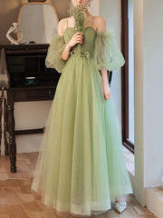 Stunning Green A Line Long Prom Dress for Bridesmaids and Formal Events