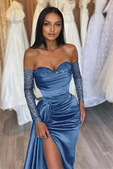 Elegant Black Sweetheart Prom Dress with Short Sleeves and Pleated Slit