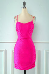 Rose Pink Lace-Up Tight Homecoming Dress: Elegant, Fitted, and Flattering