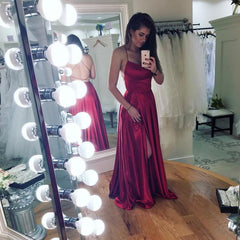 Elegant Mermaid Prom Dress with Spaghetti Straps and Thigh High Slit