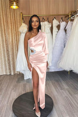 Charming Black Evening Dress with Long Sleeves, Hollowing Out, and Pleated Slit