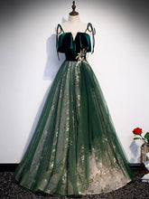 Beautiful Green Tulle Lace Long Prom Dress For Women Formal