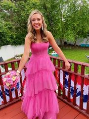 Pink Prom Evening Gown Long Prom Dresses