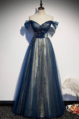 Elegant Tulle Long Off The Shoulder Evening Dresses