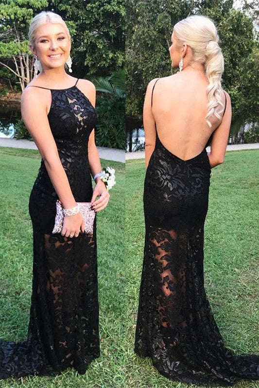 Elegant Lace Halter Mermaid Prom Dress: Sleeveless, Backless, Floor-Length - Perfect Evening Gown