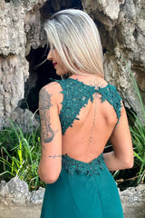 Vintage Red V-Neck Long Prom Dress High Slit Evening Gown