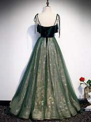 Beautiful Green Tulle Lace Long Prom Dress For Women Formal