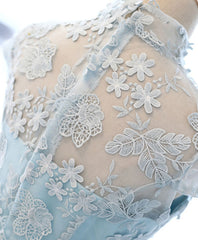 Light Blue Short Prom Dress with Beautiful Applique Details
