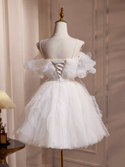 Chic White Off-Shoulder Tulle A-Line Prom Dress: Your Cute Homecoming Essential