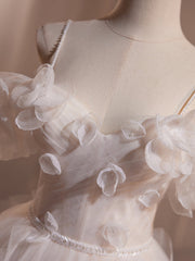 Elegant A-Line Off-Shoulder White Tulle Prom Dress: Perfect Sweet Sixteen Gown