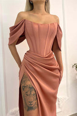 Elegant Off-Shoulder Mermaid Prom Dress with Slit - Perfect for Special Occasions