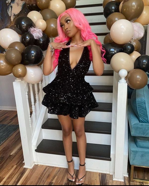 Sexy Black Sparkling Cocktail Party Dress Sequin Back Open Gown